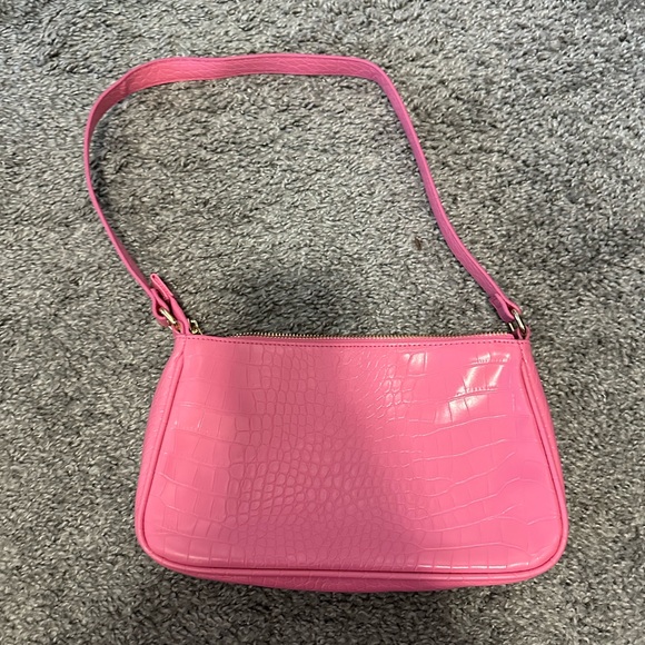 Pink Croc-Embossed Shoulder Bag - Picture 2 of 3